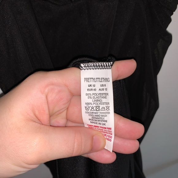 PrettyLittleThing Mesh Sexy Black Dress - Picture 6 of 7